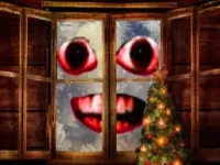 New Year Santa Claus outside the window image
